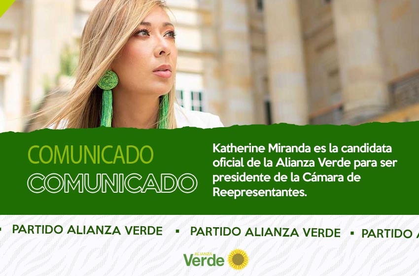 Katherine Miranda es la candidata oficial de la Alianza Verde para ser presidenta de la Cámara de Representantes